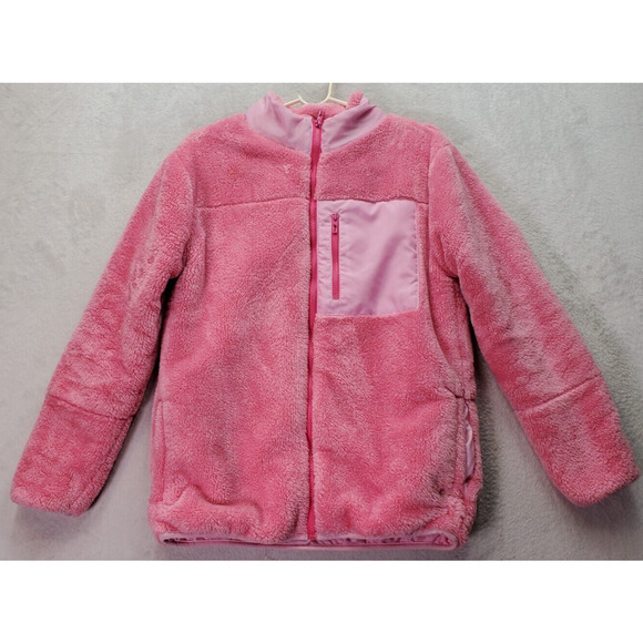 Tommy Bahama Jacket Girls Size 16 Pink Faux Fur Polyester Long Sleeve Full Zip - Picture 1 of 9